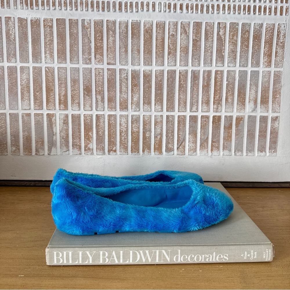 Jessica Simpson Blue Fuzzy Ballet Flats - 8.5